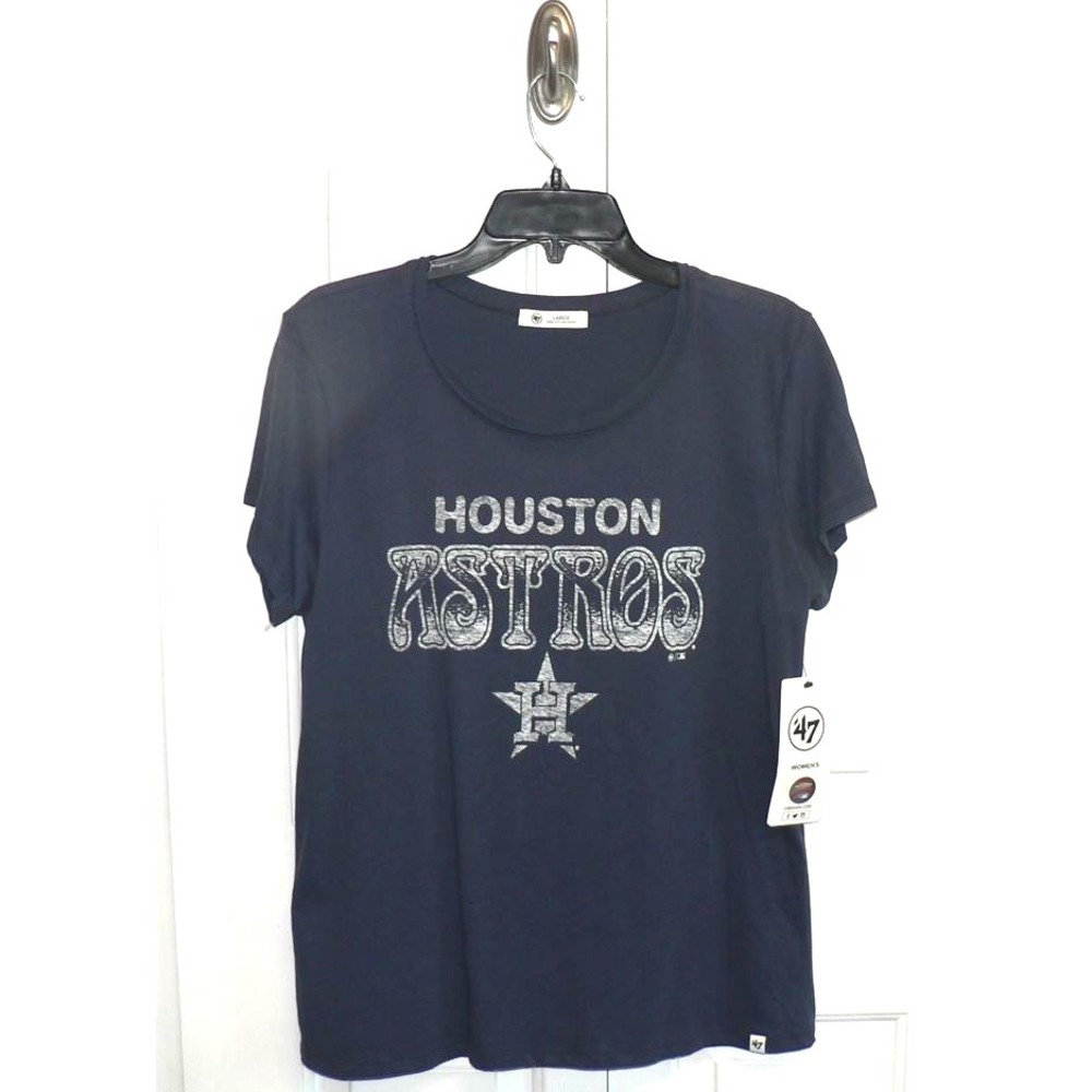 47 Brand Women's Houston Astros Short‎ Sleeve Graphic Print Tee Atlas Blue Large